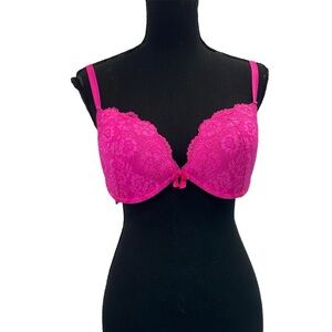 La Senza neon fluorescent pink lace push-up bra Sz 36D